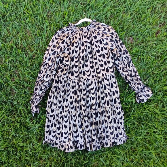 NWT  Gold Gibson & Latimer M  Ogee Peasant long Sleeve dropped waist party dress - Picture 6 of 9